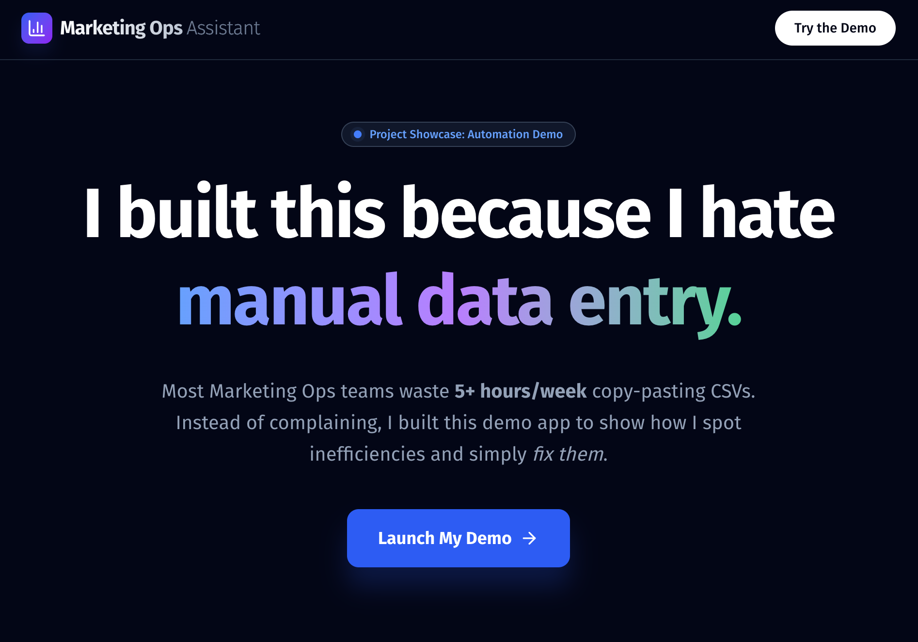 MarketingOps reporting workflow demo